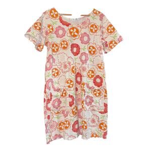 Fresh Produce Floral Cotton Shift Dress Women's XL Pockets Boho Hippie ~Flaw